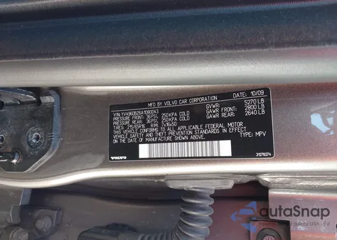 2010 Volvo Xc70 3.2 из США, поврежденный, VIN YV4960BZ6A1080043